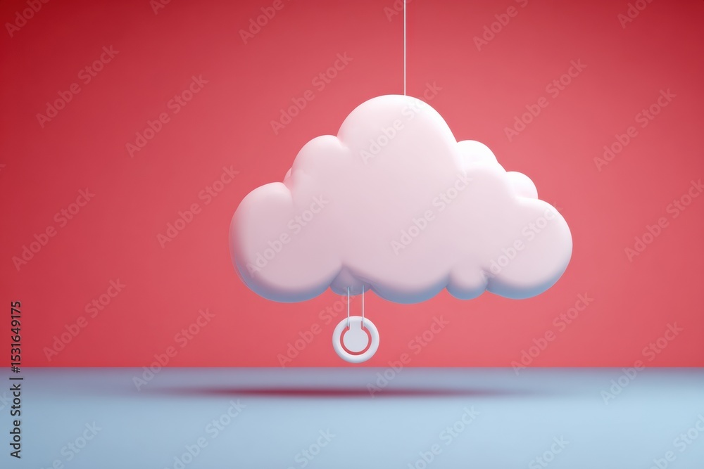 Aufkleber Suspended Cloud Sync Symbol With Malfunction Tag in a Minimal Upper Space Setting