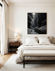 Modern bedroom interior in black and white