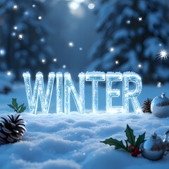 Crystal Letters in WINTER Wonderland Landscape

