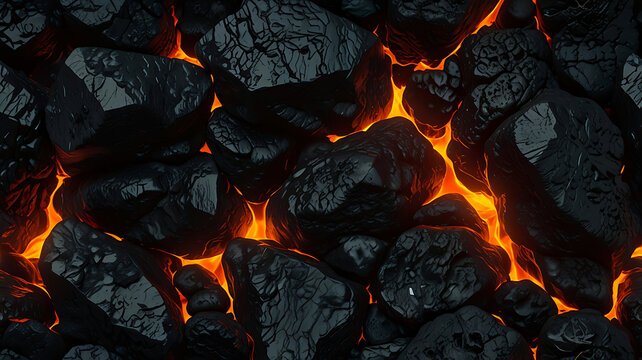 Glowing hot coals embers burning fire texture