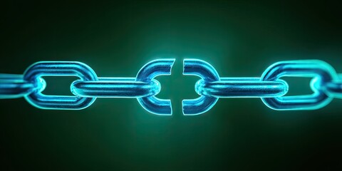 Broken chain, glowing teal