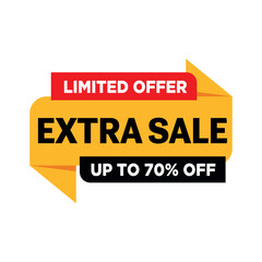 Extra Sale - Limited Offer: A bold, eye-catching graphic design highlights a "Limited Offer" with an "Extra Sale," promising discounts of up to 70% to attract customers.