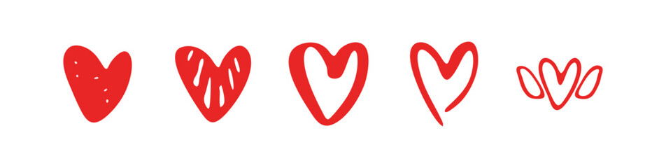 Hand Drawn Heart Icon with Love Doodles Broken Hearts Valentine Symbols and Romantic Elements