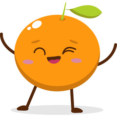 Cute Kawai Orange Character Mascot Element Icon