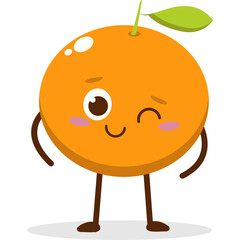 Cute Kawai Orange Character Mascot Element Icon