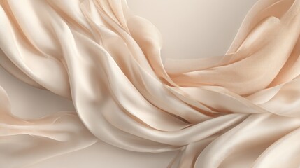 Obraz premium Beige silk fabric drapes in flowing folds