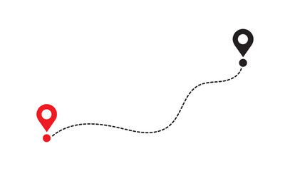 Location Route Path with Dotted Line and Map Pins &ndash; Travel Vector Icon