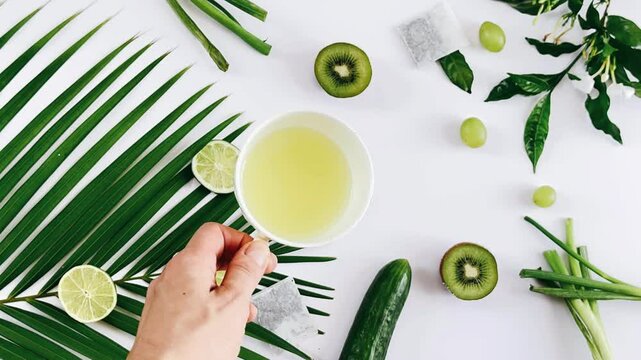 freshly squeezed lemon juice, healthy juice clip, organic lemon visuals, vibrant plant aesthetics, colorful fruit and vegetable display, nutritious beverage video, refreshing lemon drink, artistic jui