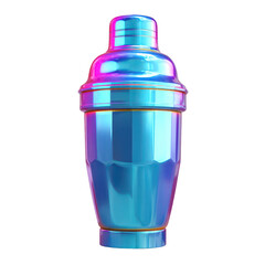 Iridescent cocktail shaker on transparent background