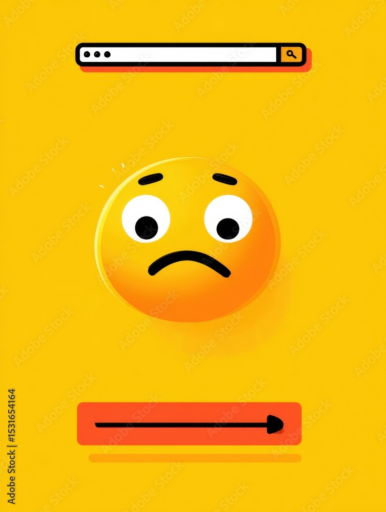Poster Website Crash Screen Displays Frowning Emoji With Clean Layout Indicating User Access Issue