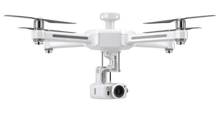 White medical drone hovering with camera attached, on transparent background, ready for emergency delivery or medical assistance, representing technology in healthcare