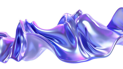 Flowing Iridescent Waves of Purple and Blue Metallic Fabric with Smooth Translucent Texture