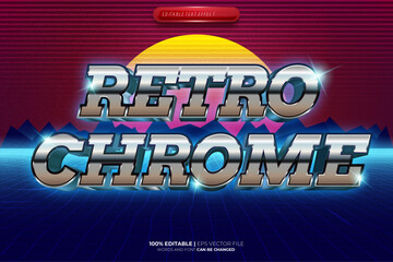 Retro Chrome 80S 3D Text Effect Style