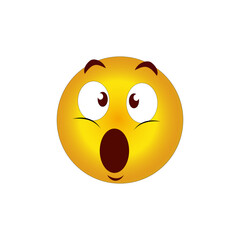 Surprise vector icon. Shocked face shape. Yellow color design. White background symbol.