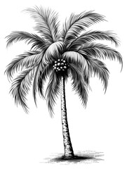 PNG Coconut palm illustration drawing vintage.
