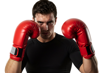 Male boxer fighter boxing gloves training strong