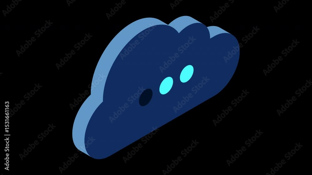 Poster Isometric cloud database animation. Cloud computing and file cloud storage. Modern technology. Motion graphic. Transparent background with alpha channel