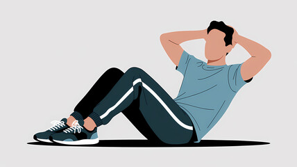 Man exercise to keep body health and good posture by doing sit-up