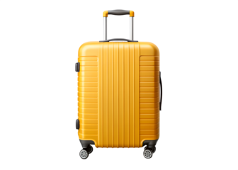 yellow travel suitcase isolated on white background