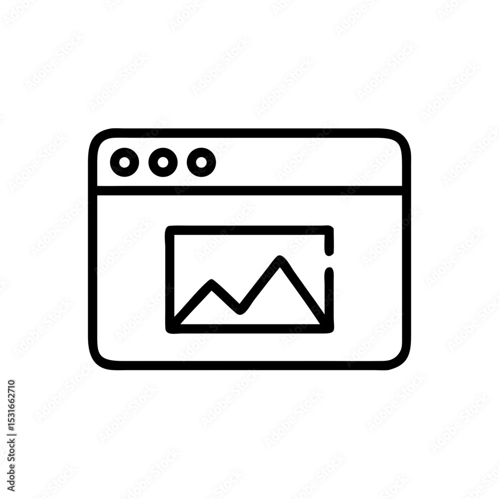 Aufkleber website browser displaying a simple line graph on a screen
