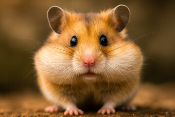 Hamster filling its cheeks with food, looking adorable