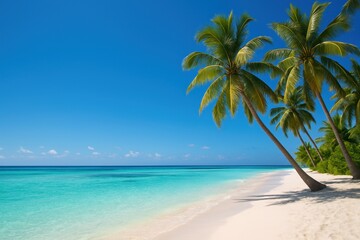 Fototapeta premium Tropical summer beach paradise with crystal clear turquoise waters