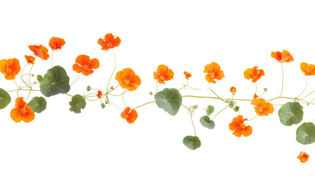 Vibrant orange nasturtium flowers botanical garden floral arrangement bright environment top-down view nature's beauty