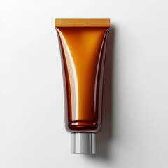Amber tube lies flat, capped, on white. Clean