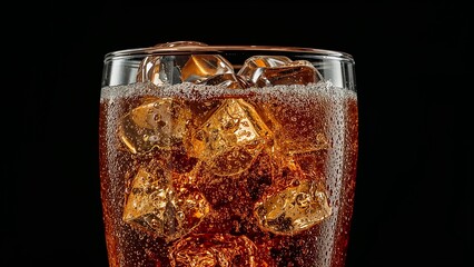 Refreshing Carbonated Drink with Ice Cubes