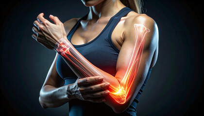 Detailed Medical Illustration Depicting Painful Human Arm Bones Highlighting Inflammation For Sports Injury Orthopedic Health Education Concept