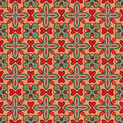 seamless floral pattern with green pink background 