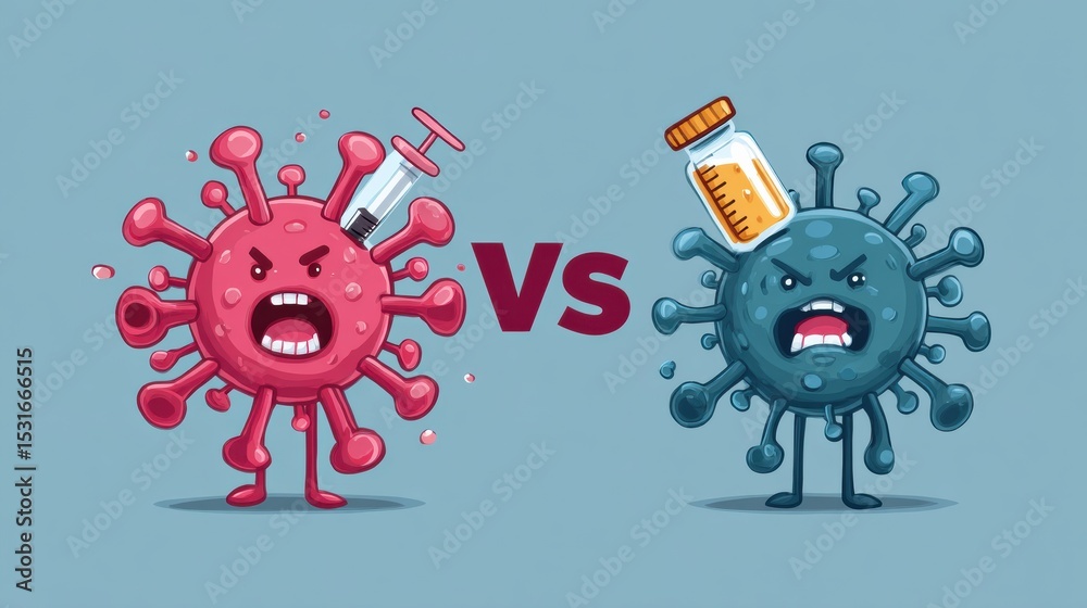 Aufkleber comparison of vaccine and virus effectiveness illustrated in an engaging infographic format with vib