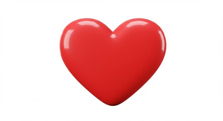 Glossy Red Heart Symbol Soft Light 3D Render. AI Generated