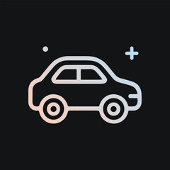 Gradient car icon on black. Icon symbol illustration