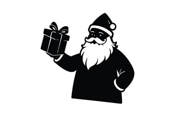 Santa Claus holding gift vector art illustration
