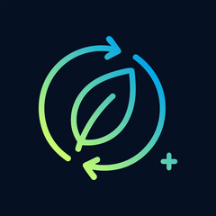 Fototapeta premium Sustainable growth leaf within recycling arrows. Icon symbol illustration