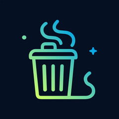 Stinky garbage bin spewing foul odors. Icon symbol illustration
