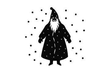 Santa Claus in snowfall vector art illustration