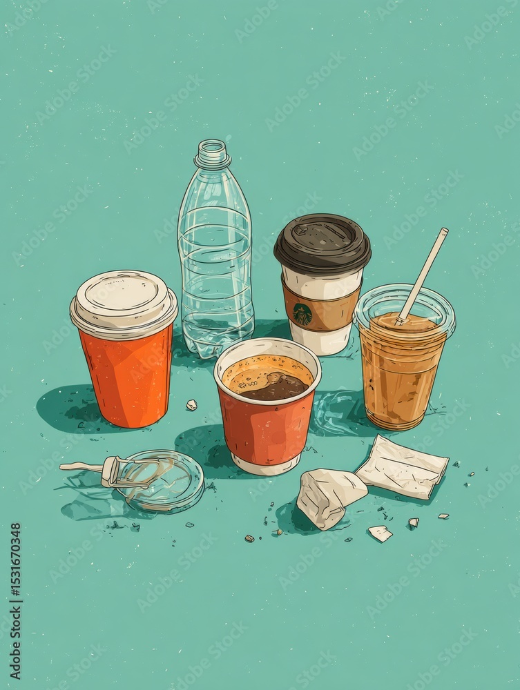 Aufkleber How to Refuse Single-Use Plastics in Cafes While Enjoying Your Favorite Drinks