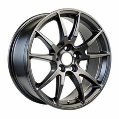 Black Alloy Wheel Multi Spoke Design Isolated White Background
