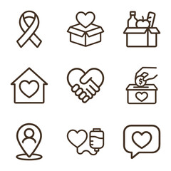 Empathy icons symbolize support initiatives. Icon symbol illustration