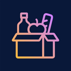 Gradient food hamper illustration on navy. Icon symbol illustration
