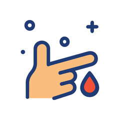 Finger prick for blood test. Icon symbol illustration