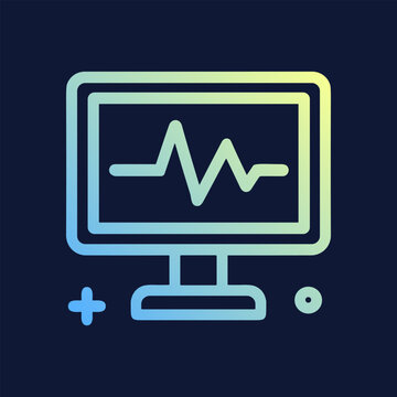 Monitor with Heart Rhythm Graphic. Icon symbol illustration