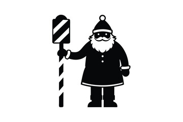 Santa Claus with North Pole sign vector art illustration