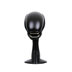 Black Alien Creature Bust on Transparent Background