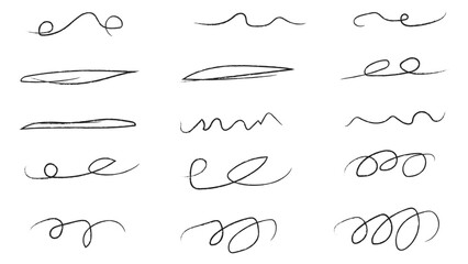 Pencil brush crayon marker chalk texture line stroke element set. Handwritten marker paint chalk paper cross. Scribble crayon pencil stroke doodle underline shape. Vector illustration