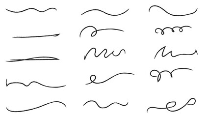 Pencil brush crayon marker chalk texture line stroke element set. Handwritten marker paint chalk paper cross. Scribble crayon pencil stroke doodle underline shape. Vector illustration