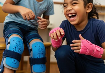 Celebrating juvenile arthritis awareness month with joyful children in adaptive gear