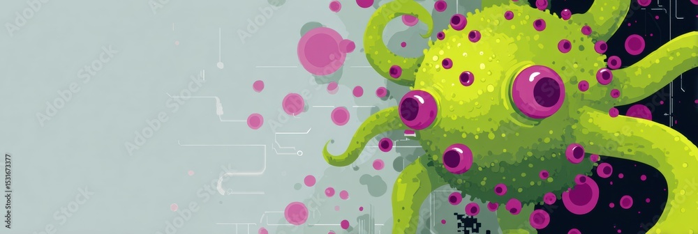 Poster suspicious download bar reveals a virus tentacle extending into the digital realm at an unknown loca